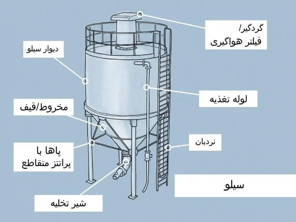 قسمتها و اجزای مختلف سیلو